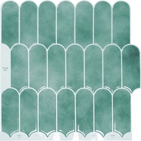 Papier peint autocollant carrelage vert, 30 x 30 cm, sticker mural style mosaïque, film décoratif imperméable pour carrelage mural salle de bain et cuisine (1/4)