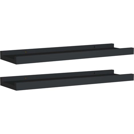 Étagères à rebord pour cadre photo 2 pcs Noir 40x9x3 MDF (1/5)