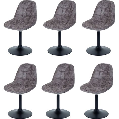 [NEUWERTIG] 6er-Set Esszimmerstuhl HHG-837, Küchenstuhl Stuhl Drehstuhl, Stahl MVG Stoff/Textil Chenille (465g/m²) braun