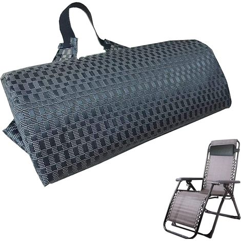 Coussin Appui-tête - 1 Pièce - Tissu Teslin - Réglable Et Séchage Rapide - Pour Chaise Longue Jardin Plage Piscine - Noir (1/5)