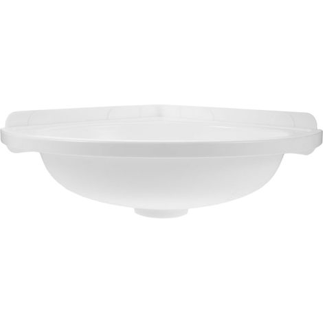 Évier Mural Triangulaire en Plastique Blanc à Trou de Robinet, Design Compact pour Salle de Bain et Petite Maison (1/5)