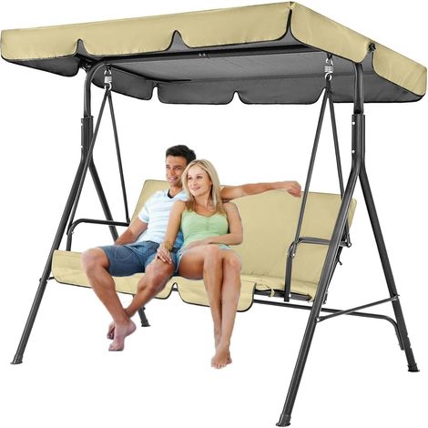 Toldo de repuesto para columpio de patio con toldo ajustable. Cómodo columpio para 3 personas para jardín, balcón, patio trasero y exteriores. (1/5)