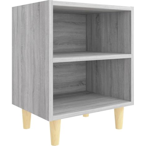 Table de Chevet, Table de nuit, pour Chambre Salon Couloir, avec pieds en bois Sonoma gris 40x30x50 cm OIB2063E (1/4)