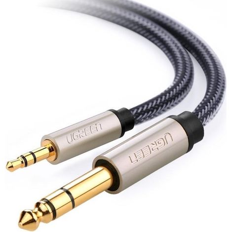Câble audio TRS, mini-jack 3,5 mm - jack 6,35 mm, 1 m, gris (1/5)