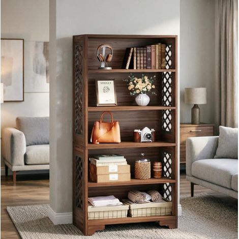 Scaffale libreria 80 x 30 x 180 cm in MDF marrone HAVRYA (1/5)