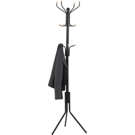 Porte-manteaux design - 12 crochets - 44x182x44 cm - noir (1/4)