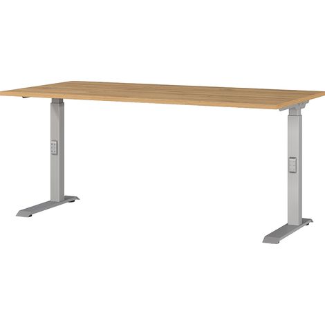 Schreibtisch 160cm, Eiche/silber, DUBA-01 (1/4)