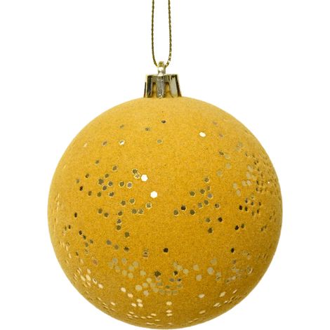 Pallina di Natale Palloncino antigraffio in finta pelliccia con paillettes abbinato al colore  del cappello colore oro chiaro L 8cm x P 8cm x H 8cm x ø 8cm