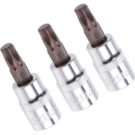 Lot de 3 douilles Torx T45 CR-V, embouts en acier S2, 48 mm de long pour clé à cliquet, clé dynamométrique, barre coulissante, perceuse à percussion (1/5)