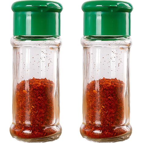 Pot À Épices - Verre Transparent 80 Ml - Fermeture Hermétique Avec Couvercle Saupoudreur - Lot De 2 (1/5)