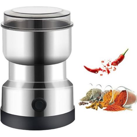 Moulin à café électrique - 300 ml - Moulin à café - Moulin à épices - Moulin à grains - Convient pour les grains de café, les noix et les céréales - Argent (1/5)