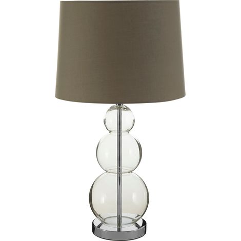 Premier Housewares Glass Ball / Metal Lamp Grey Fabric Shade Desk Lamp For Office / Study Chic and Contemporary Lamps For Desks / Bedroom / Living Room 35 x 35 x 65 (1/3)