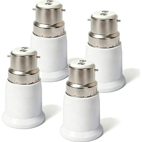 4Pièces Adaptateur De Douille B22 Vers E27, Convertisseur De Douille À Baïonnette Vers Vis Pour Ampoule LED CFL Halogène - Boîtier Ignifuge 36x65mm (1/5)