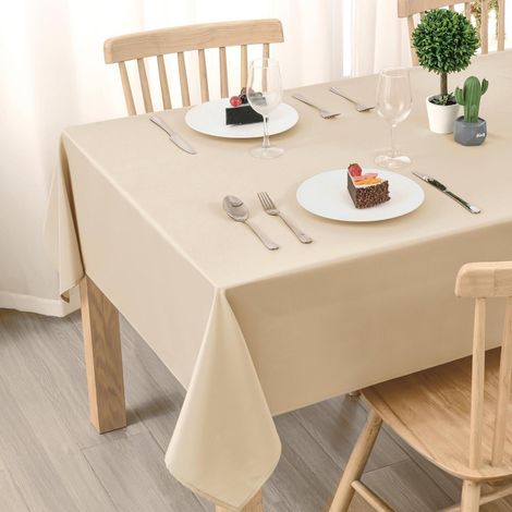 Tischdecke rechteckig 135x180cm beige wasserfest abwaschbar Polyester für Innen & Außen
