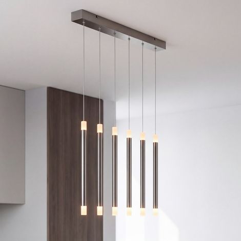 LED Pendelleuchte Up Down B: 90 cm H: max. 150 cm Metall in Nickel matt 2700 K 898 lm Hängelampe