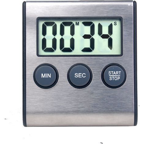 Mini Digital Timer, 24 Hour Format, Countdown and Stopwatch, for Kitchen, Sports, Study, Meeting, Parking, Medical Treatment Stainless Steel Black (1/5)