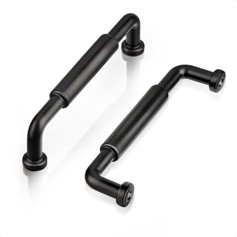 Set di 6 maniglie per mobili, spaziatura fori 96 mm, maniglia classica per mobile da cucina con tubo circolare, nera, maniglia per porta mobile in lega di zinco per camera da letto, ufficio, cassetto, (1/4)