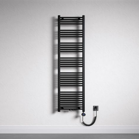 Mai & Mai Radiateur de Salle de Bain Electrique 180x50cm Gris Noir Sèche-Serviettes avec Résistance Chauffante 1000W (1/5)