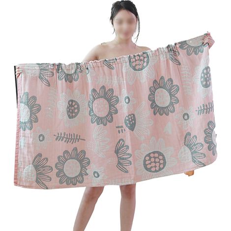 Robe De Bain Femme - Longueur Genou - Fermeture Ajustable Avec Velcro Et Boucle - 100 % Coton - Lavable En Machine - 1 Piece (1/5)