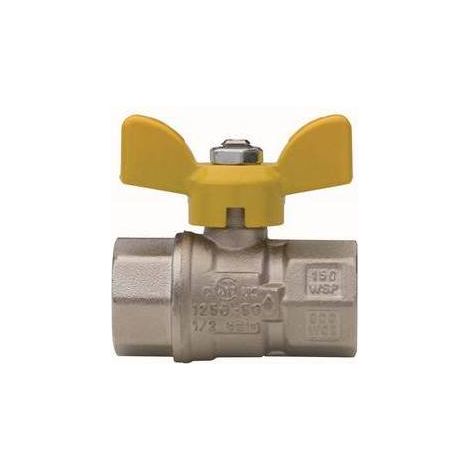 VALVOLA A SFERA PER GAS A PASSAGGIO TOTALE FIL FF CON FARFALLA Misura: 1/2" DN 15