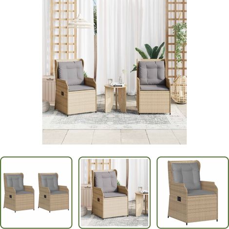 Poly-Rattan - Gartenbank 2 pcs Beige Poly-Rattan (1/5)
