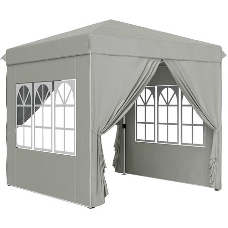 Pavillon 2,5x2,5m déperlant robuste pliable résistant hiver UV50+ 4 panneaux camping gris clair