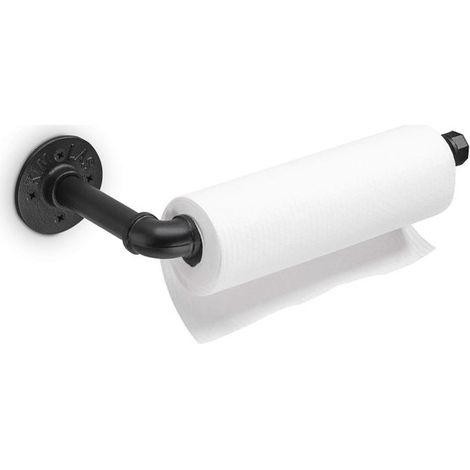 Porta rotolo da cucina in stile industriale - Montaggio a parete per bagno e cucina (1/5)