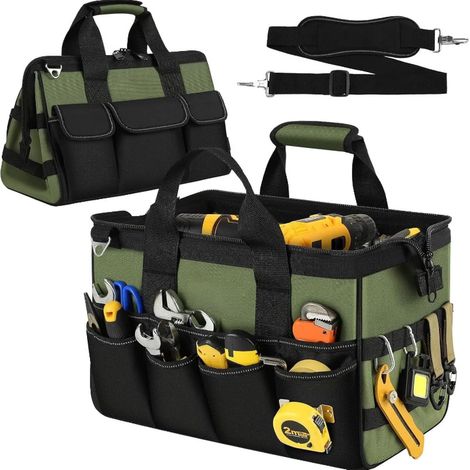 Borsa portautensili, Borsa portautensili vuota, 25 tasche, Ampia apertura, Borsa portautensili resistente, Organizzatore per riporre e trasportare attrezzi, Custodia per papà, uomo, meccanico, elettri (1/5)