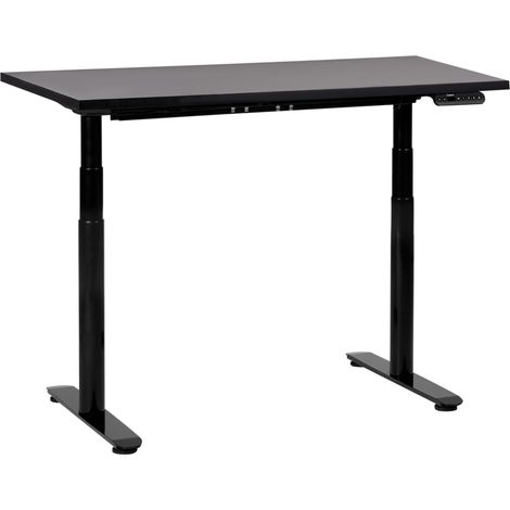Scrivania regolabile elettricamente rotonda piano e base nera 120 x 72 cm DESTINAS