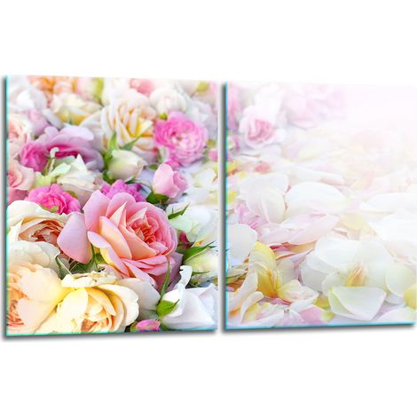 2x Glas-Schutzplatte für Herd 40x52 Blumen (1/5)