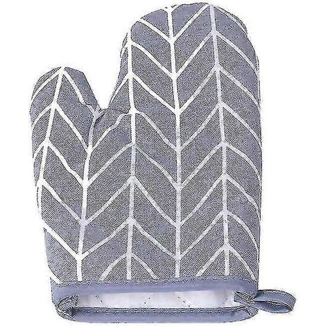 Lot de 2 gants de cuisine en coton et lin, design simple, gants isolants et résistants à la chaleur (gris) (1/3)