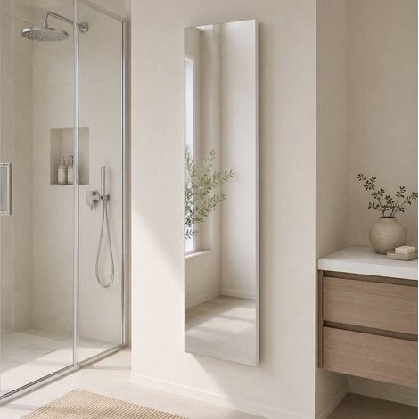 Specchiera Filo Lucido 30X130 Cm Con Telaio In Mdf Rivestito Bianco (1/5)