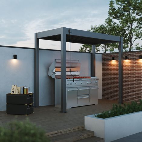 Pergola Barbecue Ombréa 3x1,5 m autoportante – Antracite (1/5)