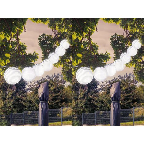 2er Set Solarbetriebene LED Outdoor Lichterkette mit 10 weißen Lampions, 3 Meter (1/5)
