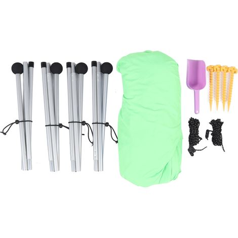 Abri de plage pliable et pliable, protection solaire UPF50, avec 4 poteaux en aluminium, idéal pour le camping, la pêche, les pique-niques et les loisirs dans le jardin (vert). (1/5)
