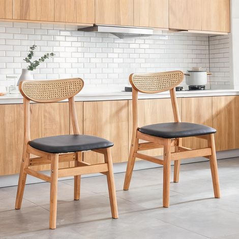 Rotin massif chaises salle à manger scandinaves en rubberwood (1/5)