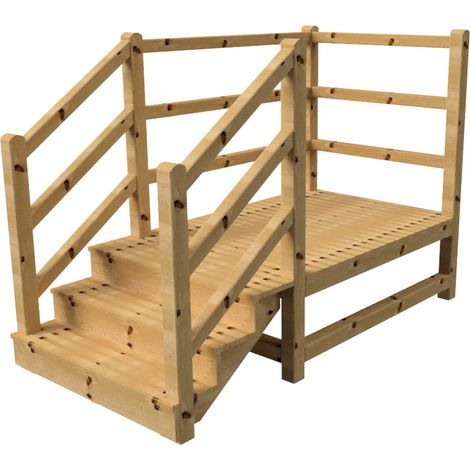 MILANO Außentreppe 3 geschlossene Stufen H54 cm - Podest L189 x B120 cm - Treppengeländer links und rechts - Podestgeländer links und hinten