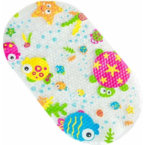 Tapis de Bain Baignoire - Cartoon Imprimé Tapis de Bébé Baignoire, Tapis Baignoire Antidérapant & Tapis de Douche Anti-Moisissures avec Ventouses Fortes pour Bebe Enfants (1/5)