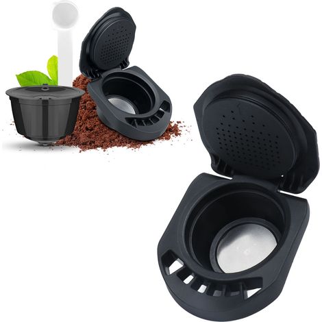 [Cápsula de café reutilizable] + [No aplicable] + [Para Dolce Gusto] + [Sin BPA, acero inoxidable 304, 66 g, negro, 7,4 cm, más de 100 usos] (1/5)