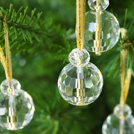 12 boules de Noël en cristal transparent, mini-décorations prismatiques de 22 mm pour sapin, ornements à suspendre pour Noël (1/5)