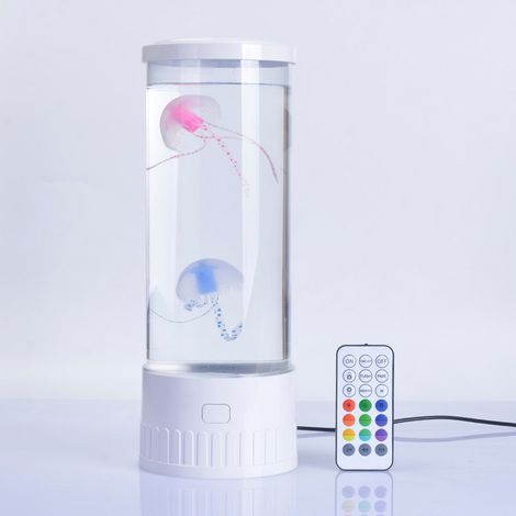 Lampe méduse – Lampe LED méduse cool – Avec télécommande, lumière colorée, cadeau approprié pour enfants et adultes, blanc (1/5)