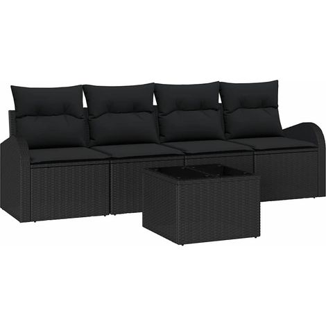 Maison Exclusive - Gartensofa-set Schwarz 55 x 55 x 37 cm Poly-Ra