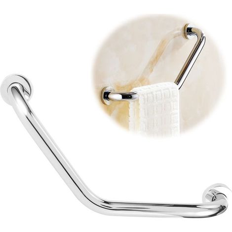 Barra de apoyo para baño, barra de apoyo para ducha de acero inoxidable, barra de seguridad para inodoro, apta para personas mayores, discapacitadas, niños y mujeres embarazadas, 46 cm (1/5)