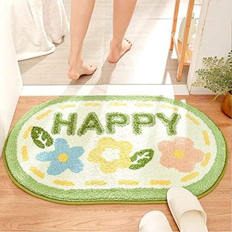 Tapis de bain à fleurs mignonnes, tapis de baignoire et de douche antidérapant et absorbant, tapis de bain épais et moelleux à motifs de dessins animés, décoration pour chambre de fille, salon et mais