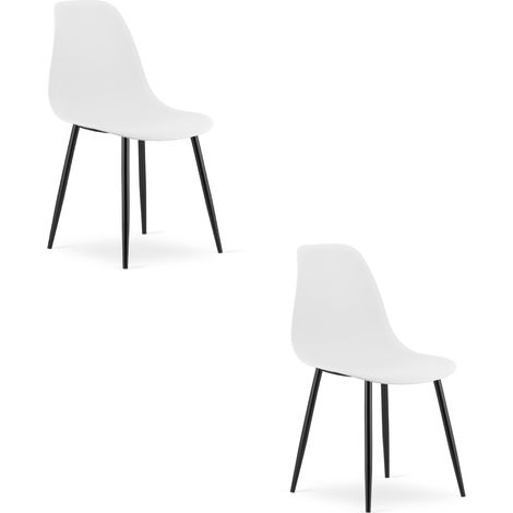 Chaise - Leobert - Wat - Blanc/Pieds Noirs - 46 X 51 X 84 Cm - Lot De 2 (1/5)