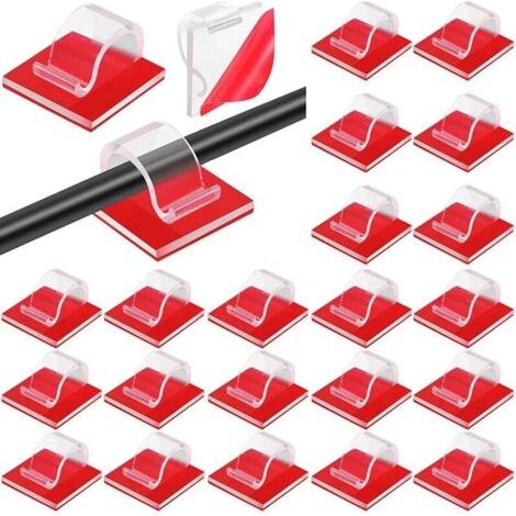 60 Pcs Clips de Câble de Lumières Mini Clips de Câble Auto-Adhésifs Crochets de Lumière Clips d'Organisateur de Câble de Fil Support de Gestion de Fil Adhésif Extérieur (Transparent, Medium) (1/5)