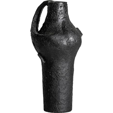 Vase contemporain Riley en résine noire - Noir profond et texturé (1/3)