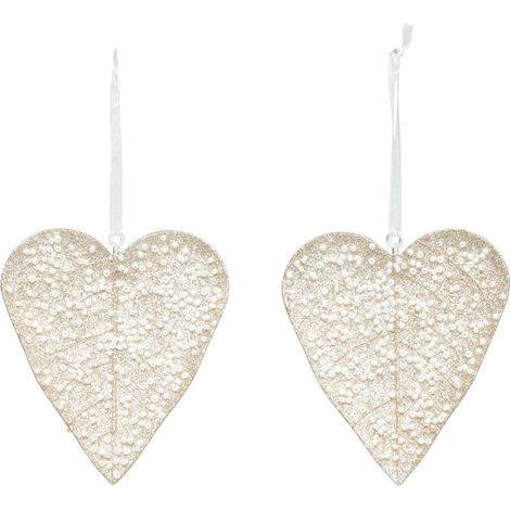 Baumschmuck Herz x2 Champagner 10cm - Atmosphera créateur d'intérieur