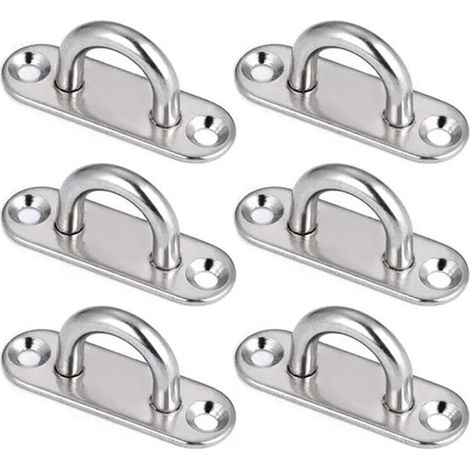 6 pezzi Piastra ad occhiello allungata in acciaio inox da 5 mm per montaggio su barca o yacht M5 Piastre ad occhiello allungate per montaggio a soffitto e parete Gancio a U Accessori per ferramenta da