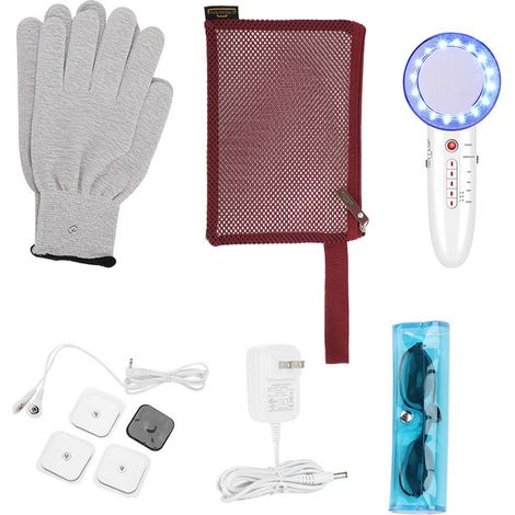 Appareil de beauté visage 6-en-1 EMS LED Galvanique Ionique, machine amincissante corps anti-cellulite, ultrasonique, prise US (1/5)